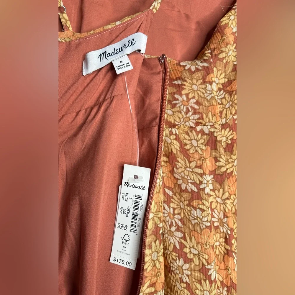 Madewell Georgette Ruffle-Sleeve Midi Long Floral Sundress Daisy Meadow Size 8